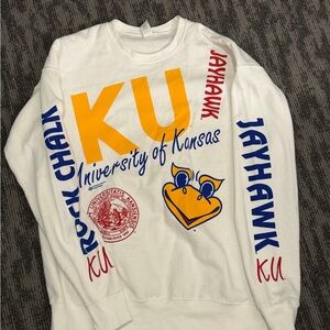 KANSAS JAYHAWKS WOMENS WHITE THROWBACK CREW SWEATSHIRT